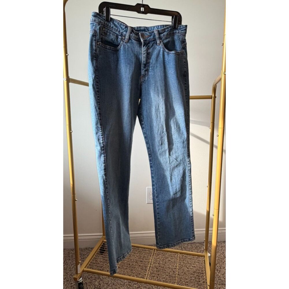 Wrangler Aura Instantly Slimming Bootcut Jeans Stonewash Blue Sz 12 AVG WUT74TM